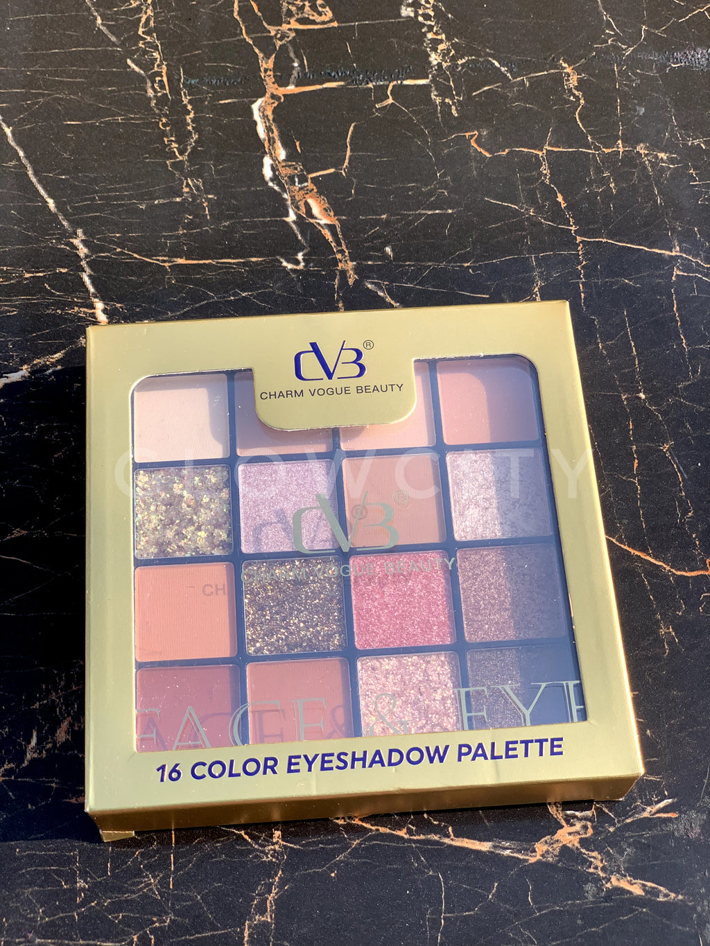 CVB 16-Colour Face & Eyeshadow Palette – Glitter & Matte Shades for Endless Looks