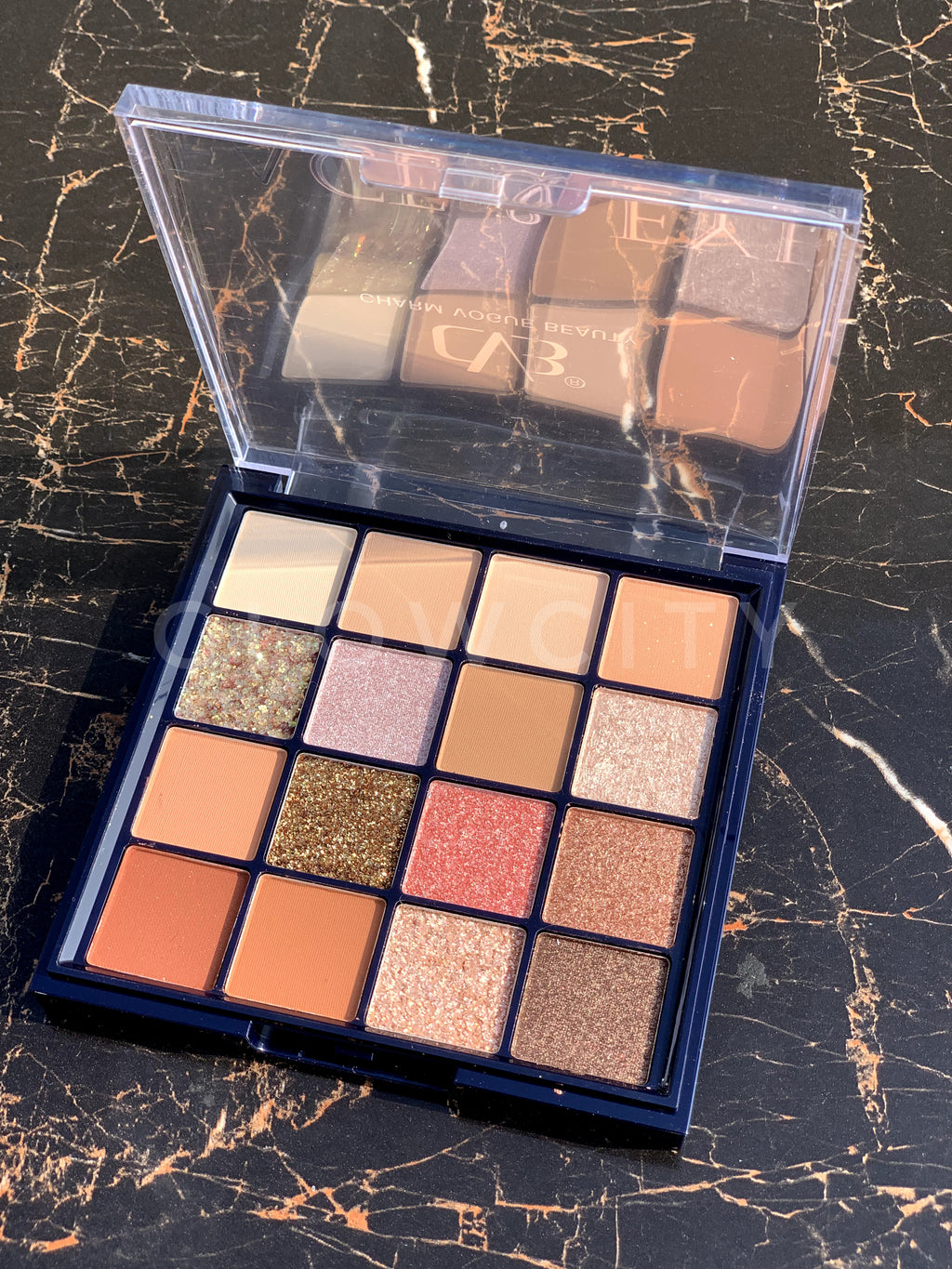 CVB 16-Colour Face & Eyeshadow Palette – Glitter & Matte Shades for Endless Looks