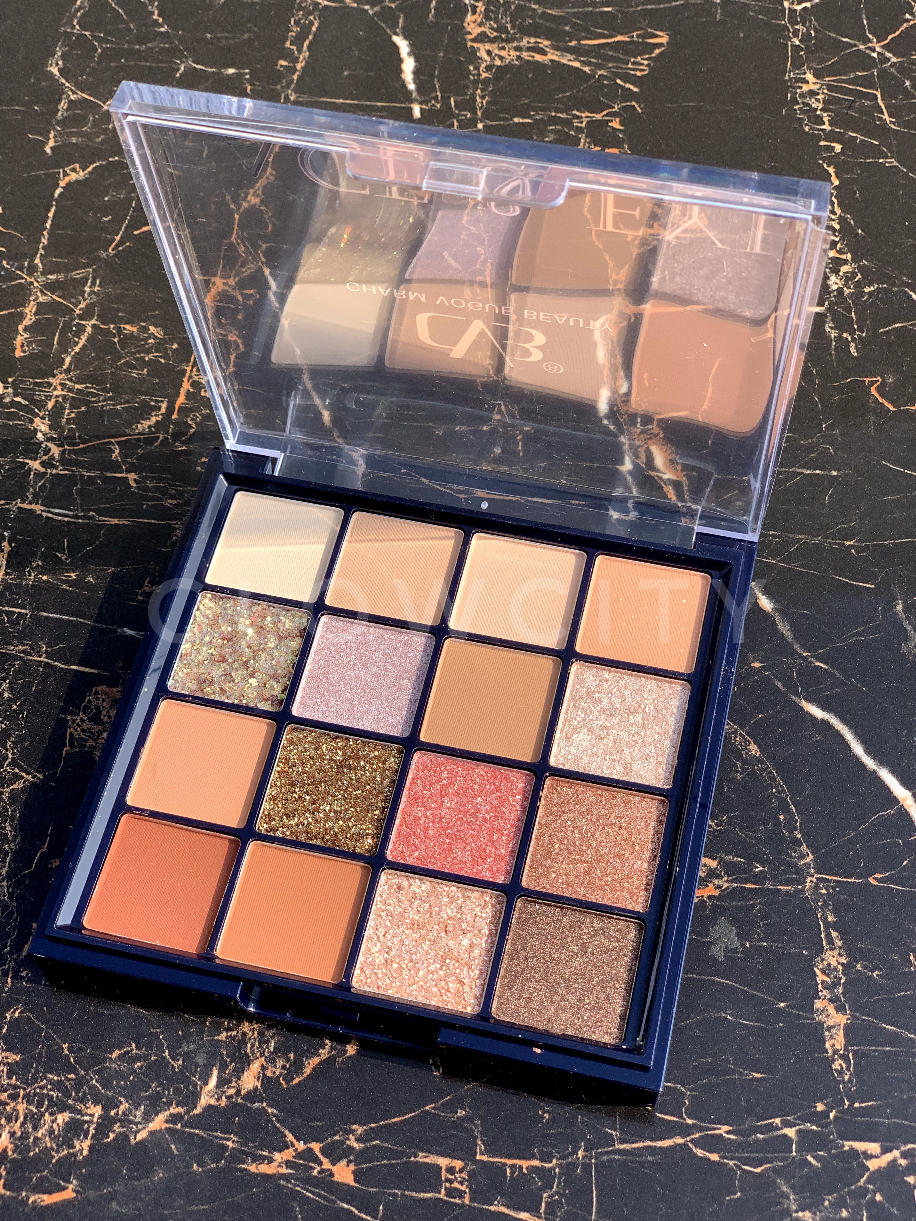 CVB 16-Colour Face & Eyeshadow Palette – Glitter & Matte Shades for Endless Looks
