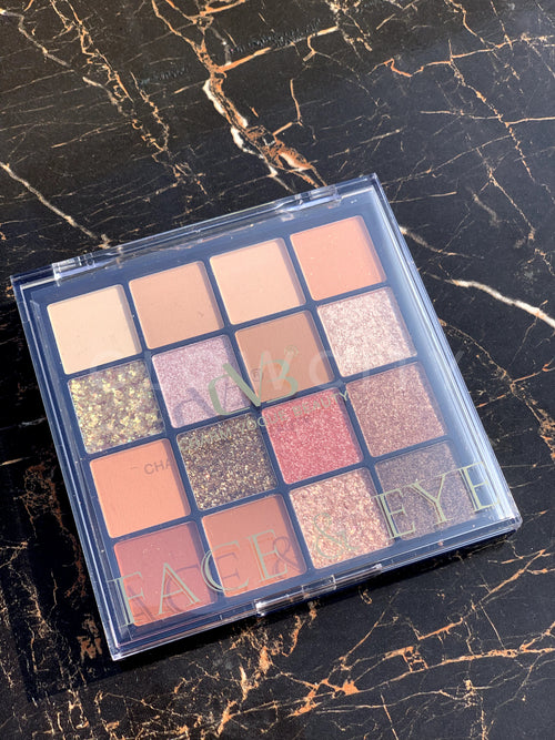 CVB 16-Colour Face & Eyeshadow Palette – Glitter & Matte Shades for Endless Looks