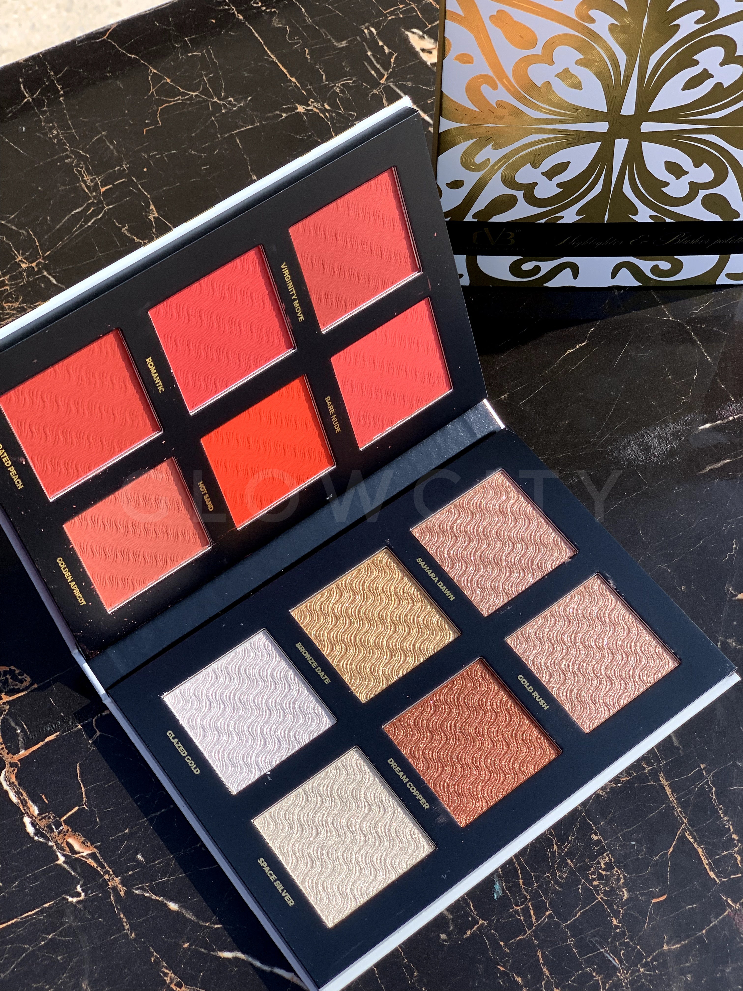 CVB Highlighter & Blush Palette – 6+6 Multi-Purpose Shades | Smoothing, Long-Lasting Finish - Premium