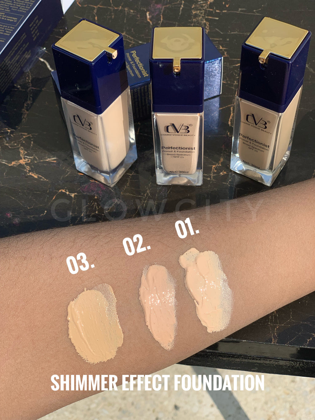 CVB Premium Shimmer Foundation – 3 in 1 Flawless Prep, Prime & Fix (40mL)